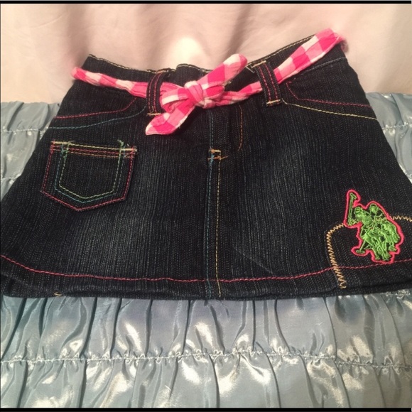 US Polo Girls Denim Onesie Skirt  and plaid top - Picture 4 of 8